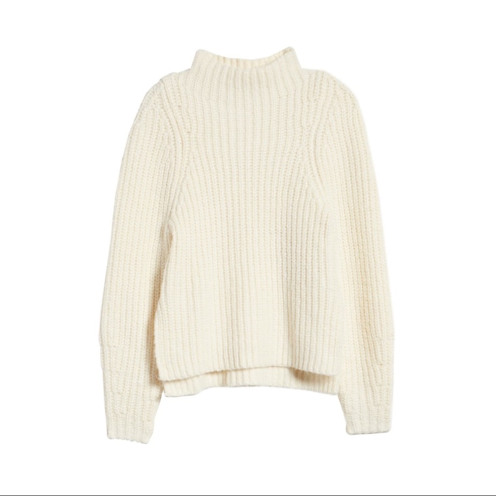 LEITH high neck pull over sweater off white XS NWT